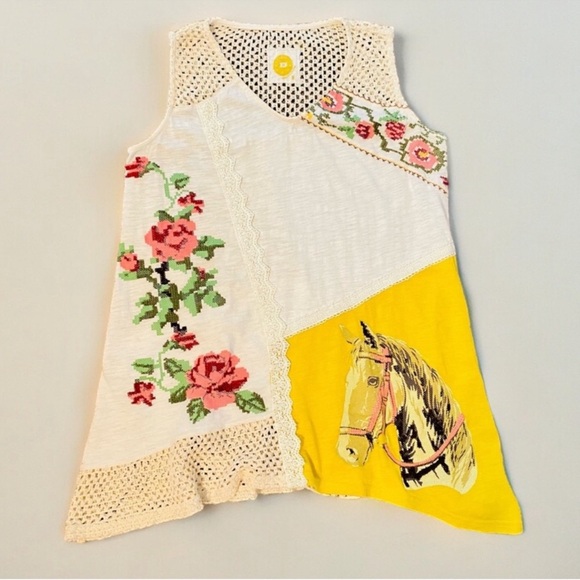 EUC Double D Ranchwear Horse & Flower A-Line Cottagecore Sleeveless Top - Picture 4 of 14